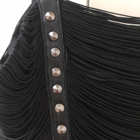 Sheri bodell silk and leather fringe top size xs - Picture 3 of 7